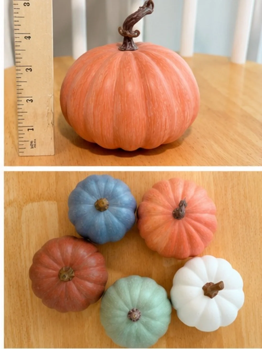 Set of 5 Faux Pumpkins Fall Harvest Decor Muted Neutral Autumn Colors